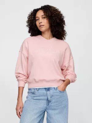 Ženski pulover GAP LOGO WEDGE NECK SWEATSHIRT 714869-01 MEGLENA VRTNICA