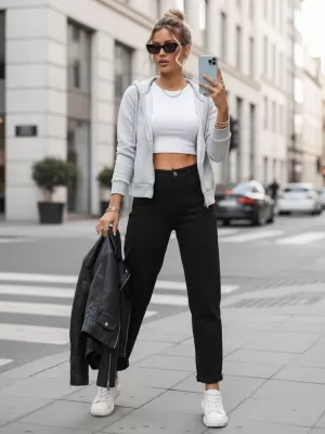 Ženske hlače DSTREET UY2868 ČRNA