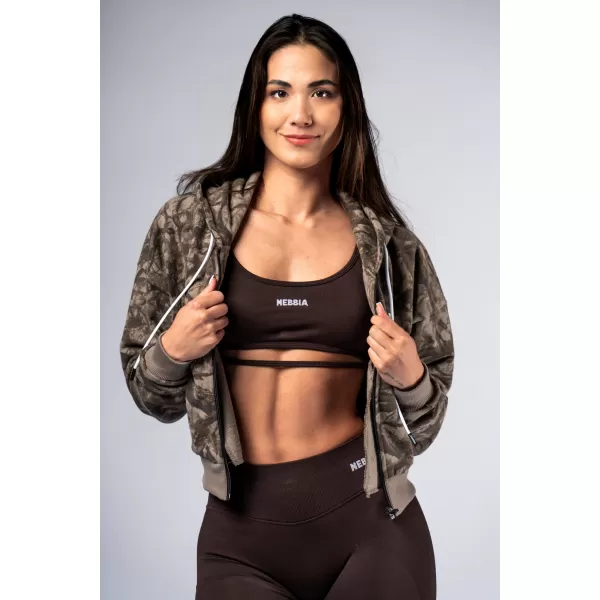  Pulover s kapuco na zadrgo POWER 895 SVETLO RJAV CAMO Nebbia 