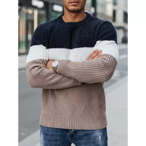  Moški pulover DSTREET WX2321 BEŽ/TEMNO MODRA 