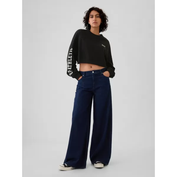  Ženski pulover GAP DROP SHOULDER SUPER CROP SWEATSHIRT 498952-02 PRAVA ČRNA 