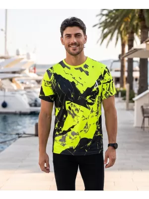 Moška vrhunska majica s kratkimi rokavi ALTISPORT VOJ/ALM131TR01 FLUO RUMENA/ČRNA