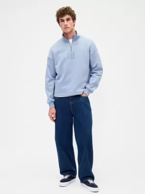 Pulover GAP CORP LOGO HALF ZIP 873446-01 SONČNO SIVA