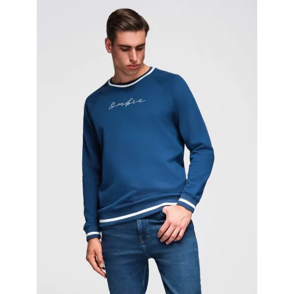  Moški pulover OMBRE OM-SSNZ-0244 TEMNO MODRA 
