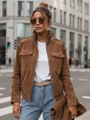 Ženska jakna DSTREET TY5644 RJAVA