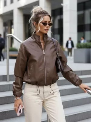 Ženska jakna DSTREET TY5596 RJAVA