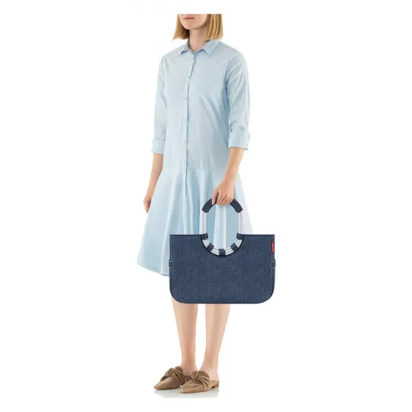  Torba REISENTHEL Loopshopper M TEMNO MODRA RIBJA KOST 