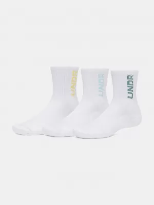Nogavice UNDER ARMOUR UA 3-MAKER 3PK MID-CREW 1373084-106 BELA