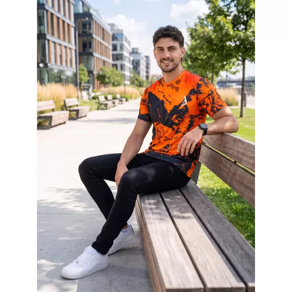  Moška vrhunska majica s kratkimi rokavi ALTISPORT VOJ/ALM131TR01 ORANŽNA/ČRNA 