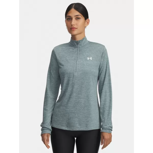  Ženska majica s kratkimi rokavi UNDER ARMOUR TECH 1/2 ZIP- TWIST 1384225-587 MODRA 