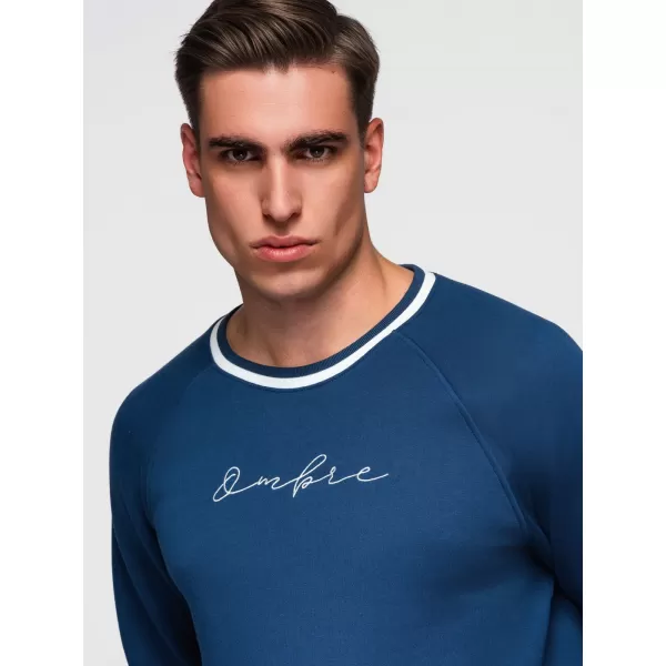  Moški pulover OMBRE OM-SSNZ-0244 TEMNO MODRA 