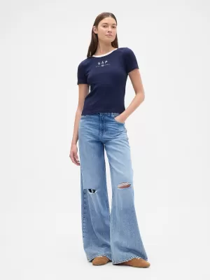 Ženska majica s kratkimi rokavi GAP LOGO TEE 637782-10 MORNARIŠKA UNIFORMA