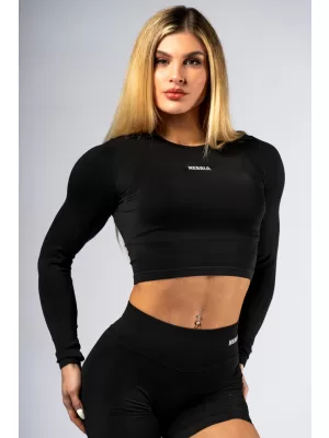 Brezšiven kratki top z dolgimi rokavi POWER 892 BLACK Nebbia