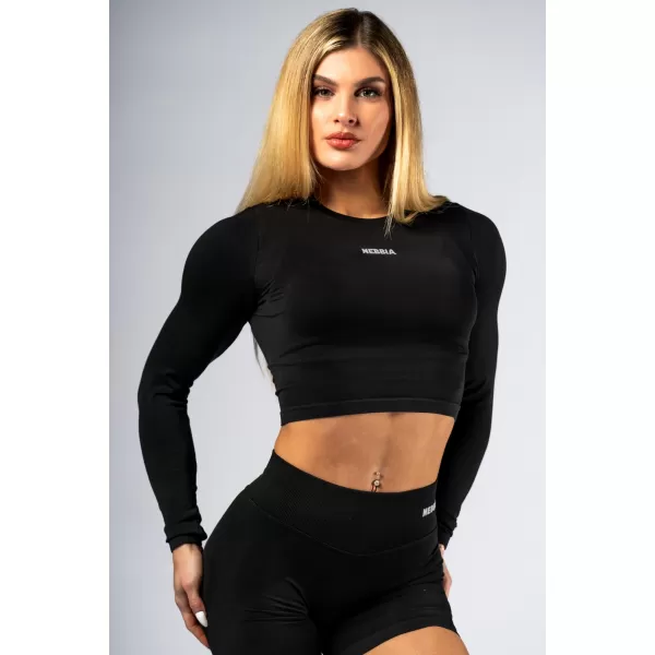  Brezšiven kratki top z dolgimi rokavi POWER 892 BLACK Nebbia 