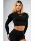 Brezšiven kratki top z dolgimi rokavi POWER 892 BLACK Nebbia