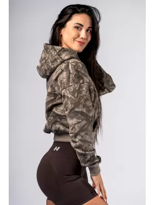 Pulover s kapuco na zadrgo POWER 895 SVETLO RJAV CAMO Nebbia