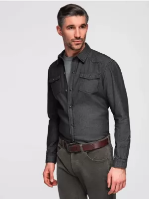 Moška srajca OMBRE OM-SHDS-0210 ČRNA