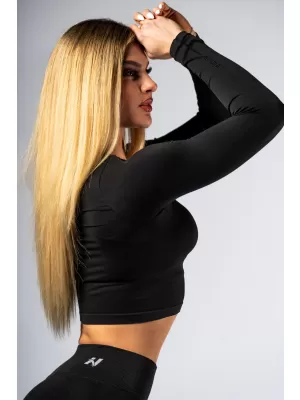 Brezšiven kratki top z dolgimi rokavi POWER 892 BLACK Nebbia