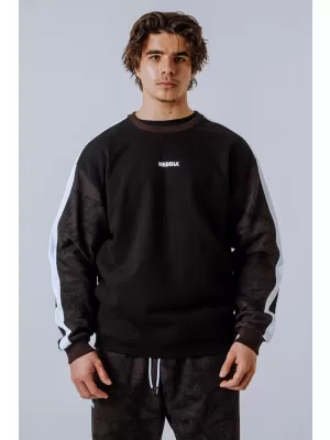 Pulover s kapuco sproščenega kroja POWER 903 TEMNO RJAV CAMO Nebbia