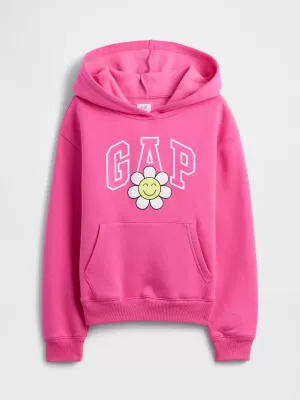 Otroški pulover GAP LOGO PULLOVER HOODIE 797762-03 VESELO ROZA