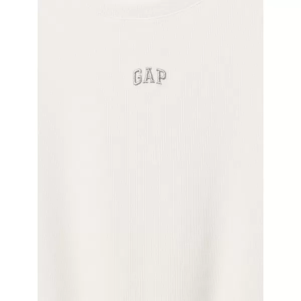  Ženska majica s kratkimi rokavi GAP LOGO MODAL RIBBED ABBREVIATED TEE 637782-02 NOVO UMAZANO BELO 