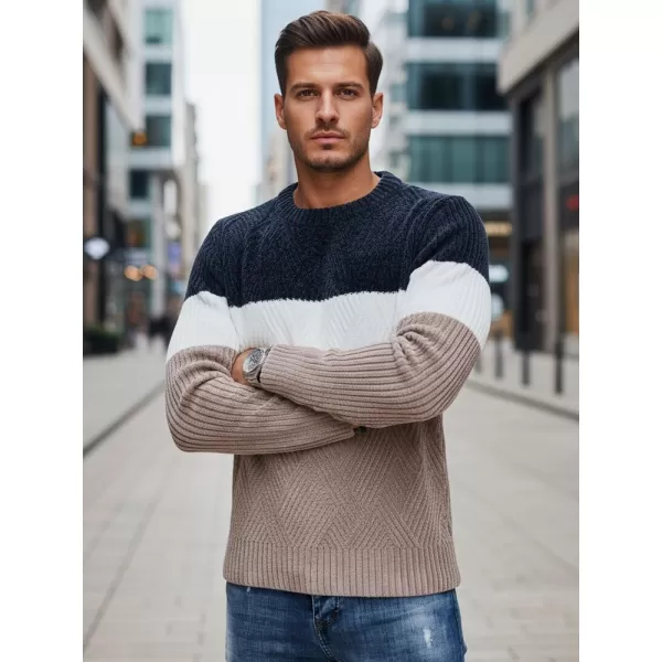 Moški pulover DSTREET WX2321 BEŽ/TEMNO MODRA 