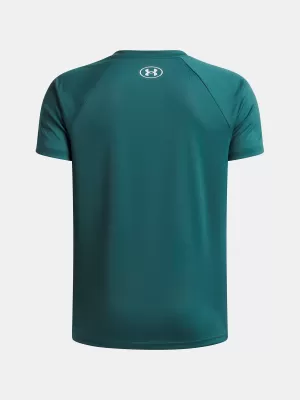 Fantovska majica s kratkimi rokavi UNDER ARMOUR UA TECH SPLIT WORDMARK SS 1383010-338 ZELENA