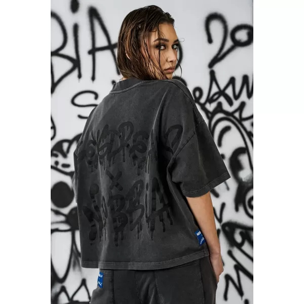  Ženska oversized majica s kratkimi rokavi NEBBIA x Sexsdreams 814 ČRNA 