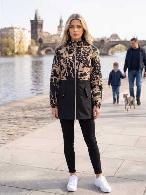 Ženska jakna KIXMI ZIANA ČRNA/BEŽ