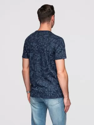 Moška majica s kratkimi rokavi OMBRE OM-TSFP-0262 MORNARSKO MODRA