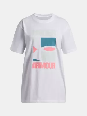 Dekliška majica s kratkimi rokavi UNDER ARMOUR UA G BLOCK LOGO OS SS 6009720-100 BELA