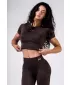 Brezšiven crop top s kratkimi rokavi POWER 891 TEMNO RJAV Nebbia