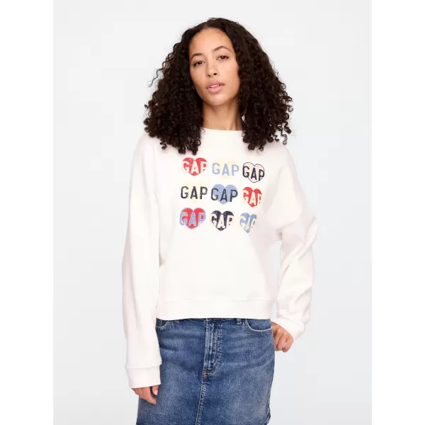 Ženski pulover GAP HERITAGE LOGO WEDGE NECK SWEATSHIRT 744527-00 BELA GRAFIKA SRCA 