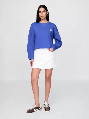 Ženski pulover GAP LOGO HORSESHOE SWEATSHIRT 767368-02 BLEŠČEČE MODRA