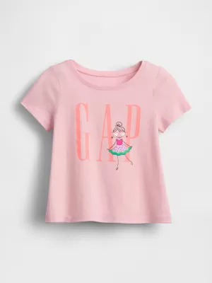 Otroška majica s kratkimi rokavi GAP LOGO TEE 770013-02 ROŽNA MEGLICA