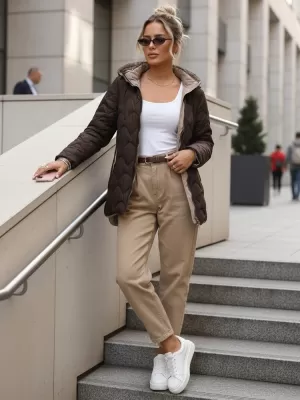 Ženska jakna DSTREET TY5623 RJAVA