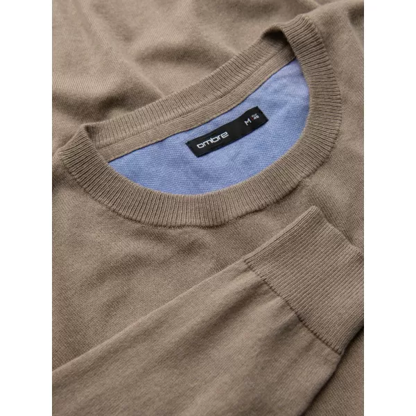  Moški pulover OMBRE OM-SWBS-0106 TEMNO BEŽ 