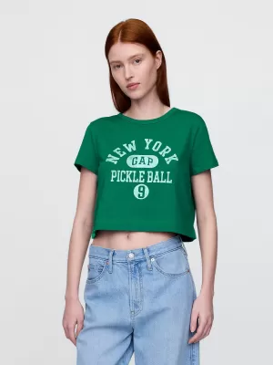 Ženska majica s kratkimi rokavi GAP CROPPED CREW TEE 732272-15 BAIZE ZELENA