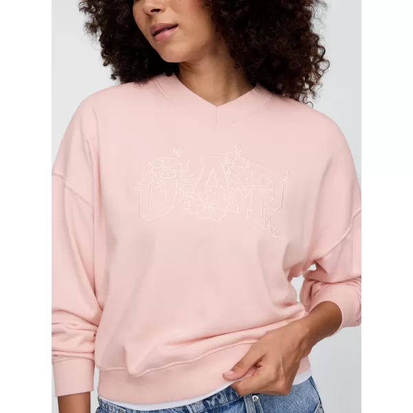  Ženski pulover GAP LOGO WEDGE NECK SWEATSHIRT 714869-01 MEGLENA VRTNICA 