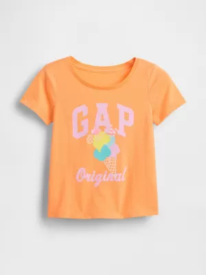 Otroška majica s kratkimi rokavi GAP LOGO TEE 770013-01 LEDENO POMARANČA