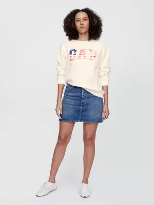 Ženski pulover GAP LOGO SWEATSHIRT 782487-01 NOVA UMAZANO BELA OPT