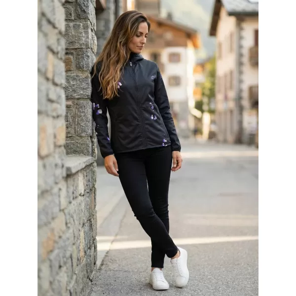  Ženska vrhunska softshell jakna ALTISPORT VOJ/ALW077JACK01 ČRNA/VIJOLIČNA 