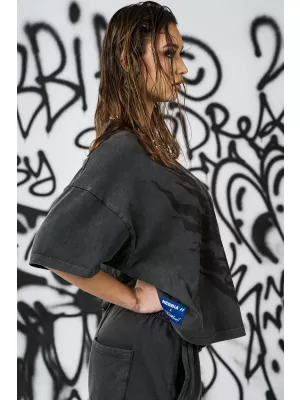 Ženska oversized majica s kratkimi rokavi NEBBIA x Sexsdreams 814 ČRNA