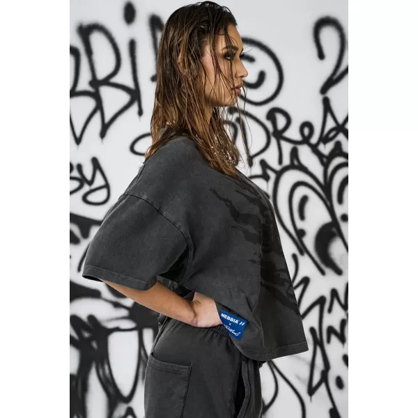  Ženska oversized majica s kratkimi rokavi NEBBIA x Sexsdreams 814 ČRNA 