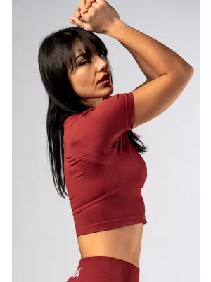 Brezšiven crop top s kratkimi rokavi POWER 891 RED Nebbia