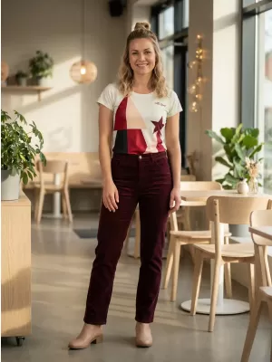 Ženska premium božična majica s kratkimi rokavi ALTISPORT VOJ/ALWVN11TR06 KREMASTO