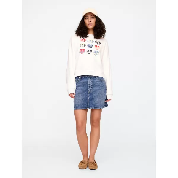  Ženski pulover GAP HERITAGE LOGO WEDGE NECK SWEATSHIRT 744527-00 BELA GRAFIKA SRCA 