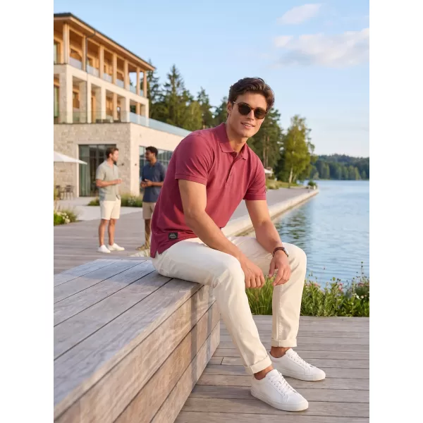  Moška majica s kratkimi rokavi z ovratnikom ALTISPORT NP/ALMST90601 BORDO 