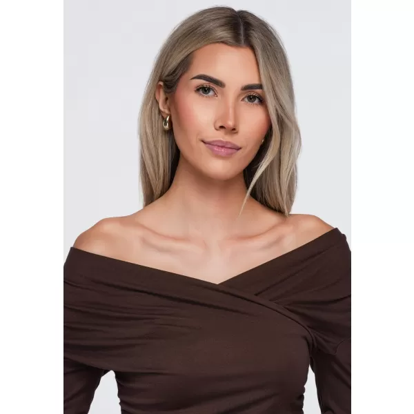  Ženska bluza OMBRE OW-TS-E0088 RJAVA 