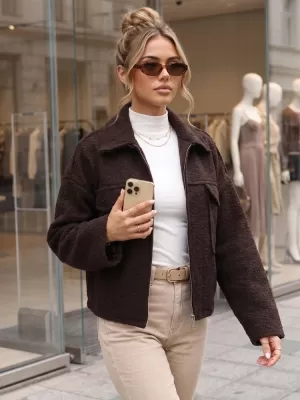 Ženska jakna DSTREET TY6058 RJAVA